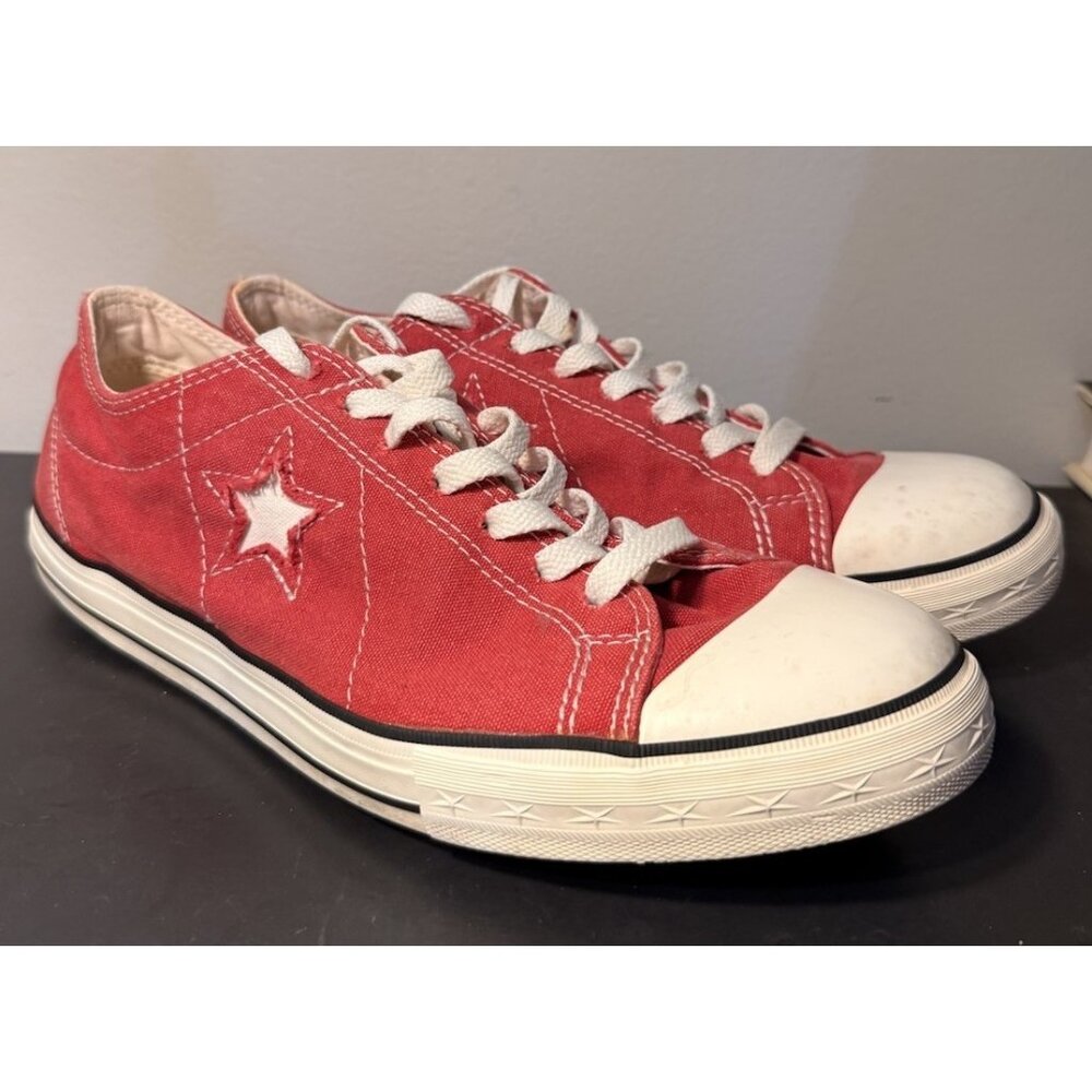 2007 Converse Shoes Mens 9.5‎ One Star Low Sneakers 103648FT Red Canvas Lace Up